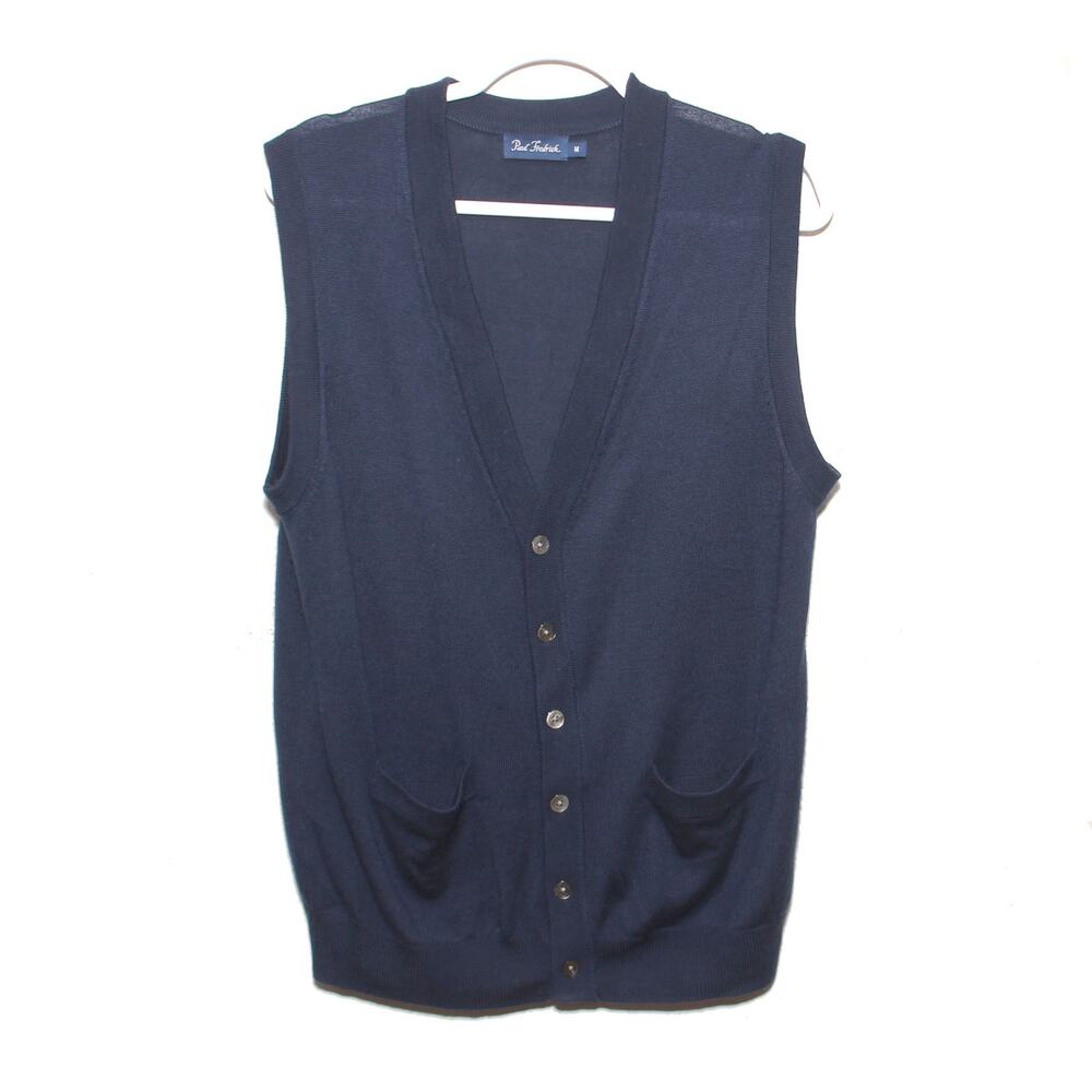 Vintage Paul Fredrick Grandpa Sweater Vest Size Medium Merino Wool Blend